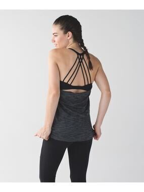 Lululemon Lighten Up Tank Heathered Black Size 8